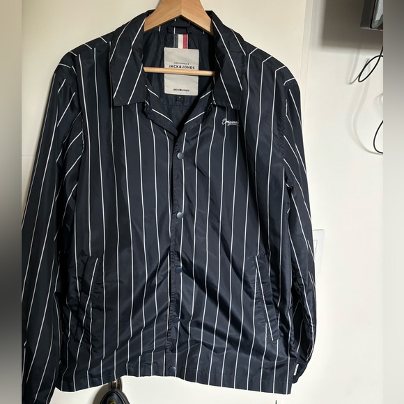 Jack & Jones Pin Stripe Rain Jacket - Picture 1 of 5